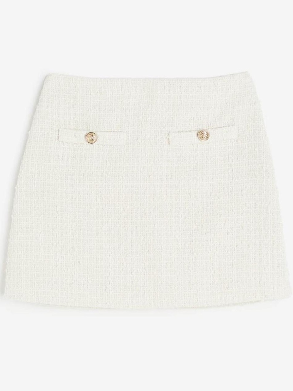 H&M Textured White Tweed Mini Skirt